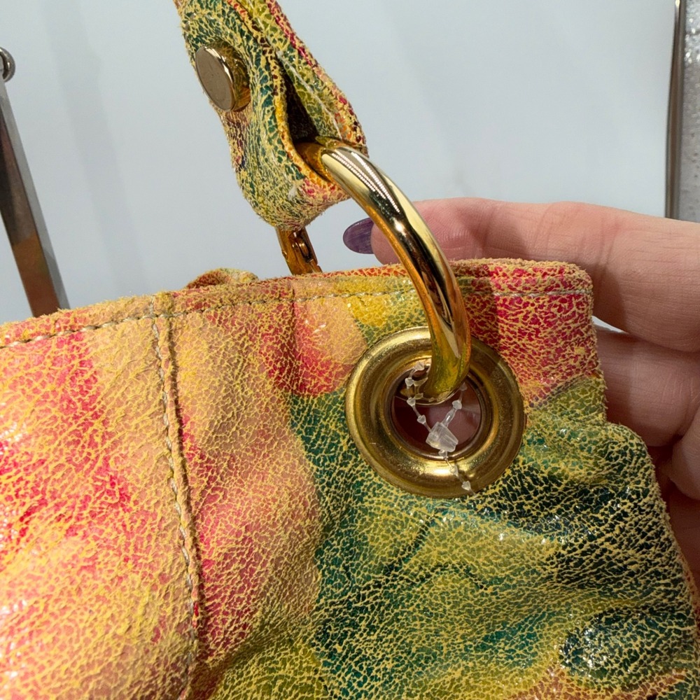 Floral Multicolor Italian Leather Shoulder Bag - Picture 5 of 11